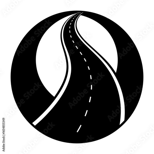 Curving tarred road or highway icon vector art