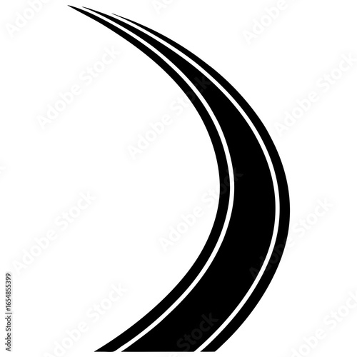 Curving tarred road or highway icon vector art