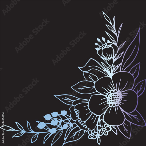 A dreamy blue floral background with soft watercolor blossoms, delicate petals drifting in a pastel haze