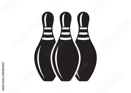 Set of bowling pins silhouette black vector white background
