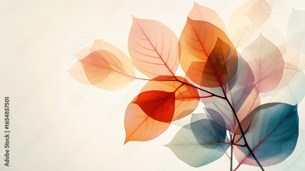 Fototapeta premium Colorful autumn leaves display nature digital artwork soft background aesthetic viewpoint