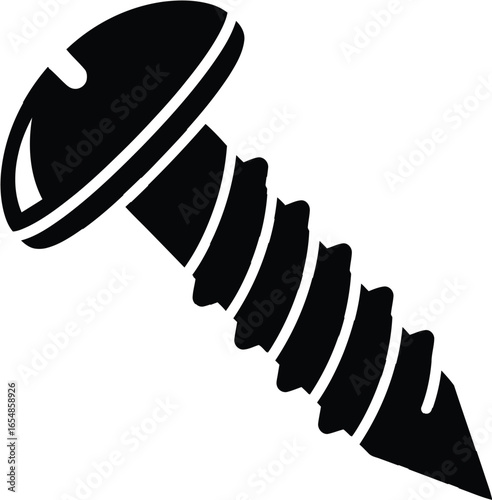 Countersunk nail screw logo, bolt nut icon. Screw thread, screw head vector ball screw drywall screws  vector icon illustration. 
