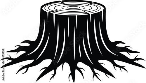 Tree stump logo, silhouette editable vector icon illustration. 