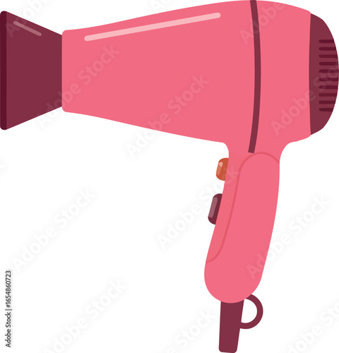 A bright pink modern hair dryer with a sleek design isolated on a white background for beauty and styling concepts