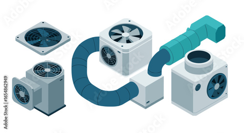 Isometric cooling fans and ventilation units: industrial hvac components