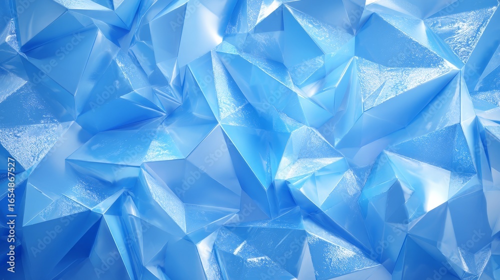 Naklejka premium Icy Blue Abstract Geometric Crystal Background, texture, pattern