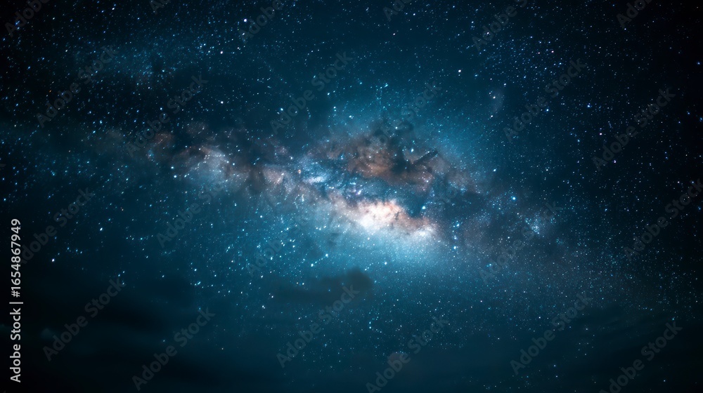 Fototapeta premium Expansive Night Sky with Stars and Galactic Formation Over Darkness