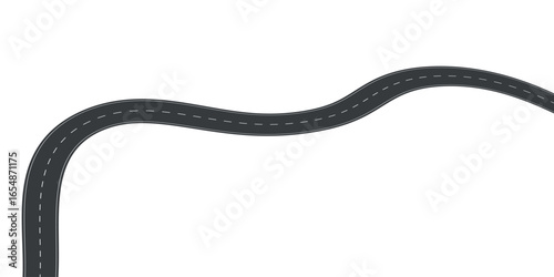 Wavy road with winding curves and horizontal path. Top view of race track and highway. Flat vector illustration isolated on white background.