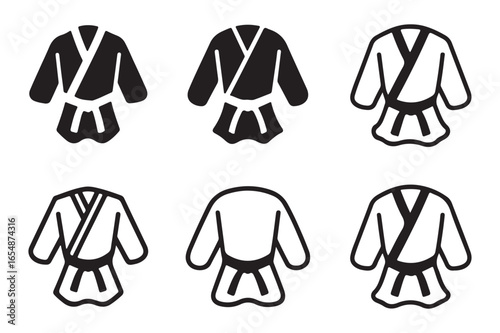 Martial arts icon flat style judo uniform symbol & sign vector illustration on white background