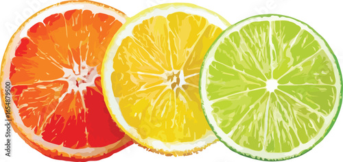 Orange lemon and lime citrus fruit slices vector