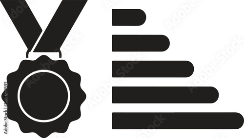 Achievement Recognition with Medal and Increasing Bars Illustration Representing Progress and Success