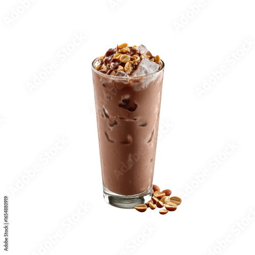 Iced Chocolate Peanut Butter Smoothie with Chopped Peanuts