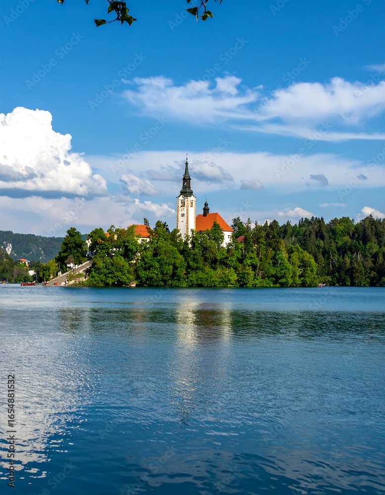 Fototapeta premium Lakeside church on an island (1)
