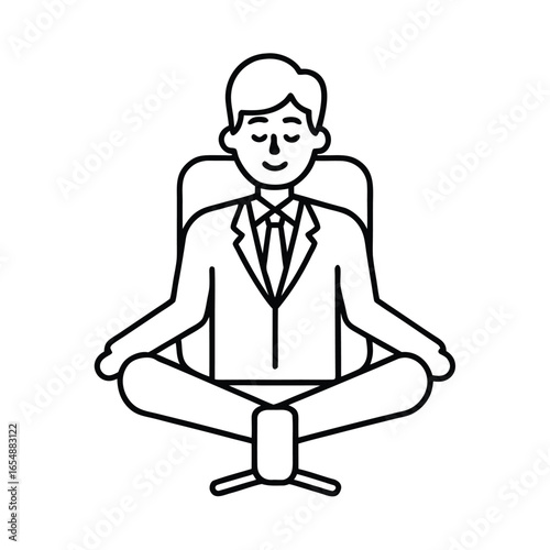 Businessman meditating in office chair yoga relaxation