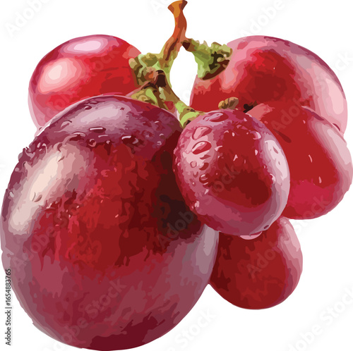 red grapes isolated on white background