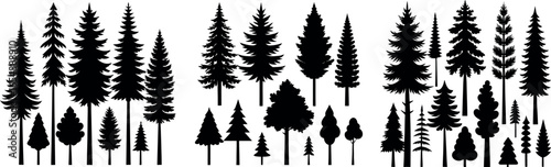 Collection of Evergreen and Coniferous Tree Silhouettes – Isolated Vector Art for Winter, Nature and Landscape Design