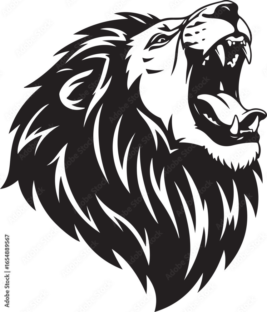 Naklejka premium Lion Silhouette Vector | Majestic Animal Black Design
