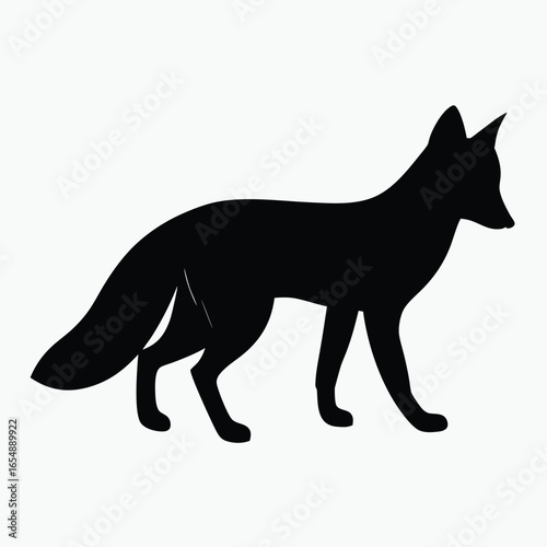 Black Fox Silhouette Vector Minimalist Animal Outline Design