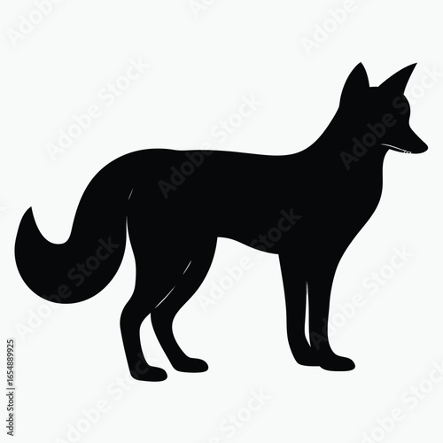 Black Fox Silhouette Vector Minimalist Animal Outline Design