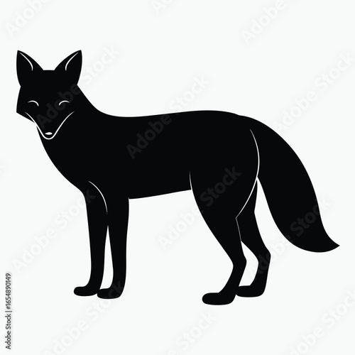 Black Fox Silhouette Vector Minimalist Animal Outline Design