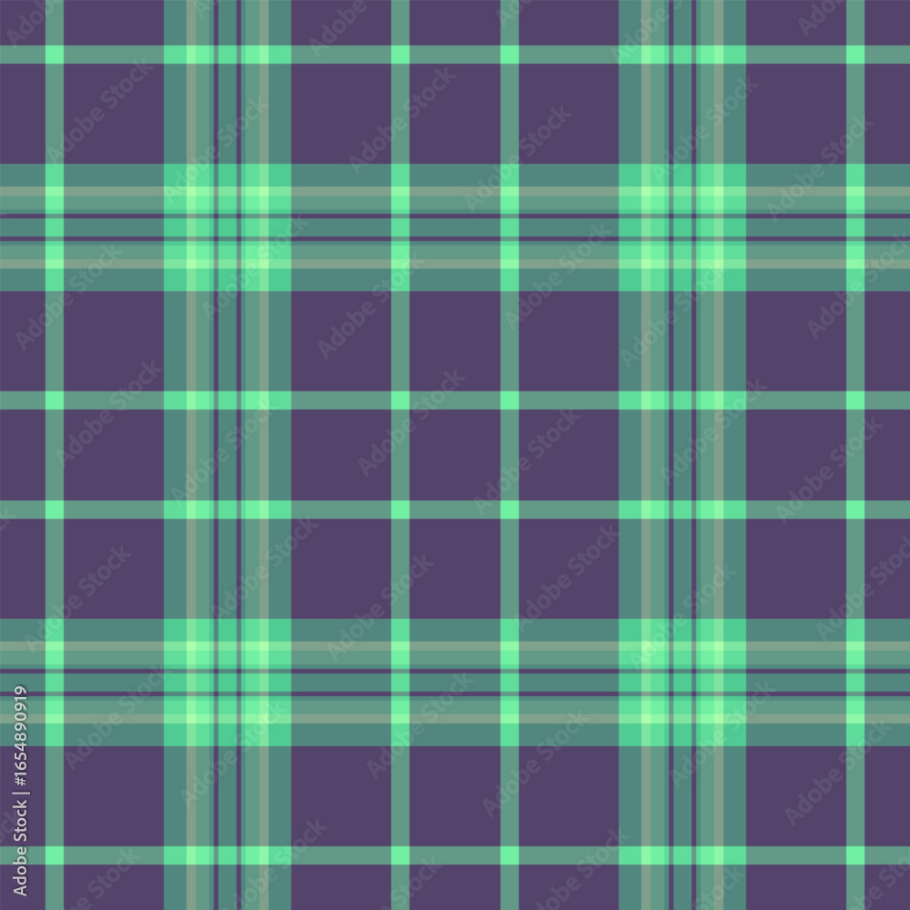Fototapeta premium Geometric plaid pattern with intersecting lines in muted green and purple. A versatile background for designs needing a structured, classic feel. Ideal for textiles, web design, or craft projects.
