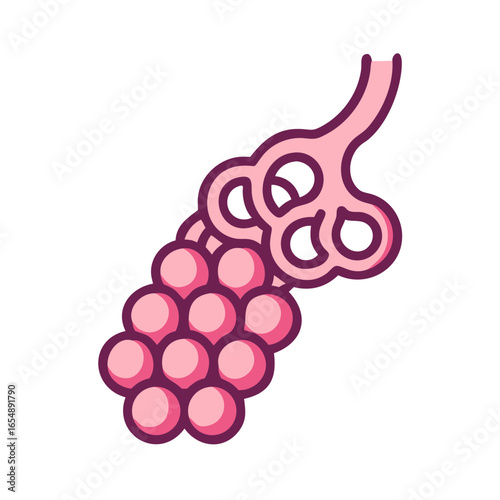 Stylized illustration of human alveoli network on black background