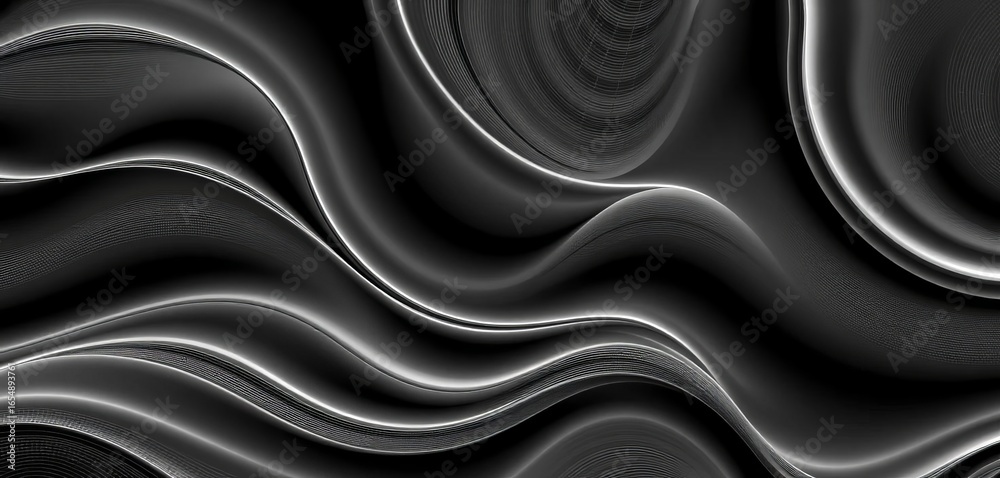 Obraz premium Abstract monochromatic wave pattern, continuous flow design , water, background texture