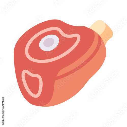 Flat vector illustration of a raw steak cut of meat