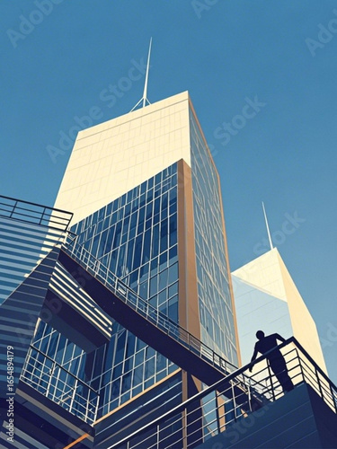 Trying to look up at the top of a multi-story building that is designed in a modern way but still tries to show its simple side.