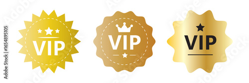 vip badges icon, label or tags vip icons. and crown icon with five stars sign symbol - premium membership icon. vector illustration 