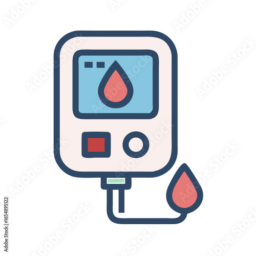 Stylized blood glucose meter illustration with simple design