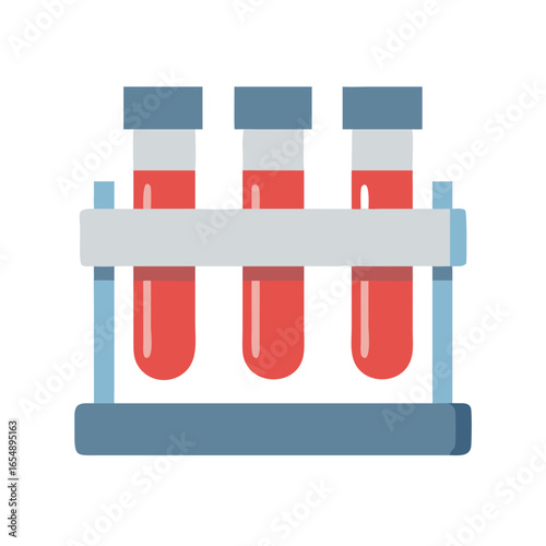 Flat illustration of test tubes with blood samples in rack