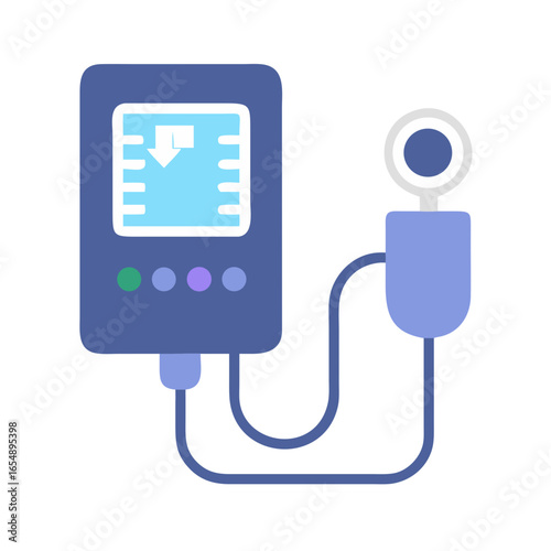Stylized blood pressure monitor on black background for health
