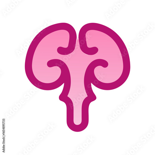 Stylized pink human kidneys organ illustration on black backdrop