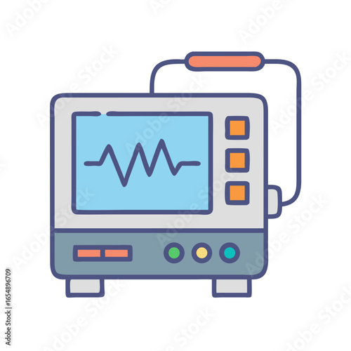 Heart Rate Monitor Machine with Heartbeat Line on Screen