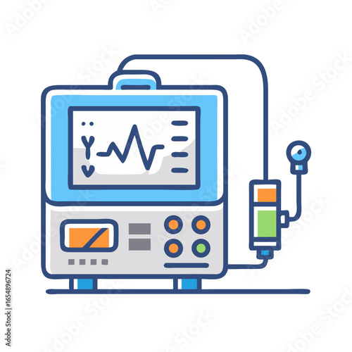 Stylized medical ventilator machine for healthcare illustration usage