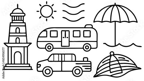 Scenic Black and White Coastal Vacation Art