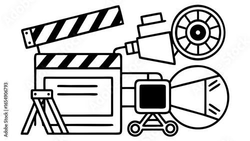 Classic Black and White Film Production Art