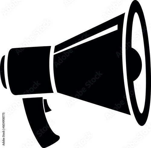 Vector art of black silhouette of a megaphone, a symbol of announcement and public address, isolated on white background transparent background
