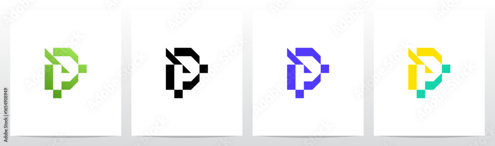 Obraz premium Cyber Techno Digital Graphic Frame Letter Initial Logo Design P