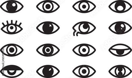 Eye Icons Set Vector Illustration Collection of Various Eye Shapes Styles