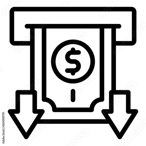 cash withdrawal icon outline style