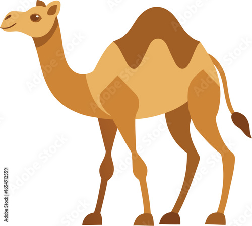 Elegant camel illustration in warm beige and brown tones