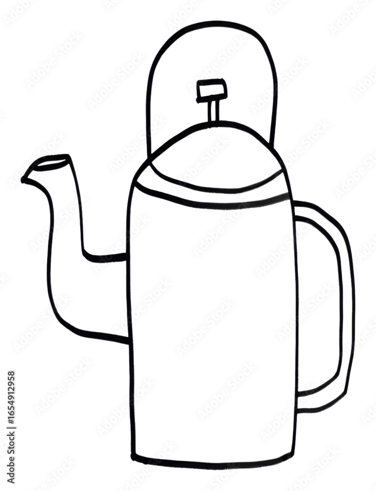 Obraz premium PNG Vintage coffee kettle teapot sketch line.