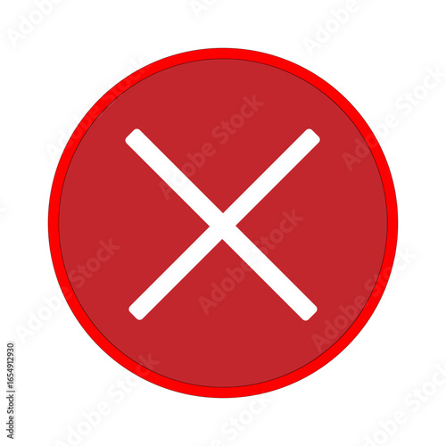 red circle x cancel button error close delete icon interface design isolated on white background.