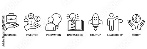Enterpreneur banner web icon vector illustration concept for� business, investor, innovation, knowledge, startup, leadership and profit