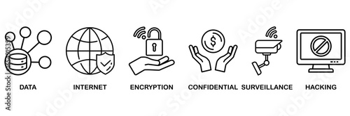 Privacy banner web icon vector illustration concept for� data, internet, encryption, confidential, surveillance and hacking