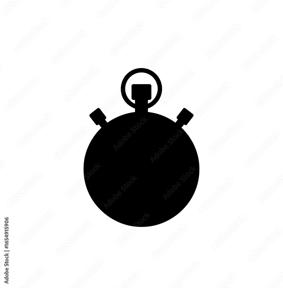 Fototapeta premium A black and white silhouette of a classic stopwatch icon