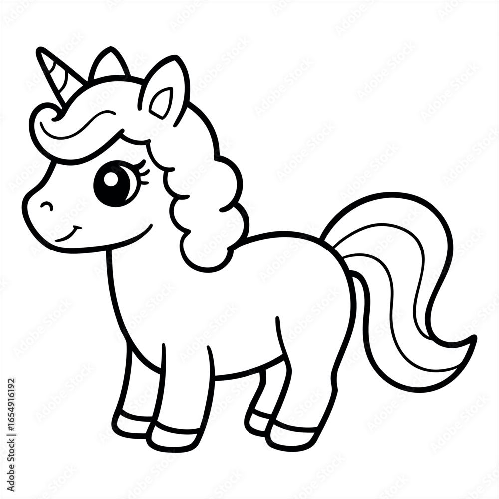 Fototapeta premium Cute Baby Unicorn Dog Silhouette Illustration with Stars and Magical Elements