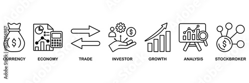 Forex banner web icon vector illustration concept for� currency, economy, trade, investor, growth, analysis and stockbroker